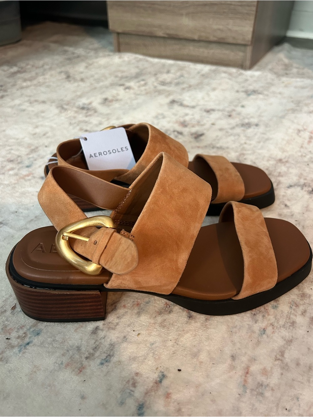 AEROSOLES Tan Suede Dove Sandal